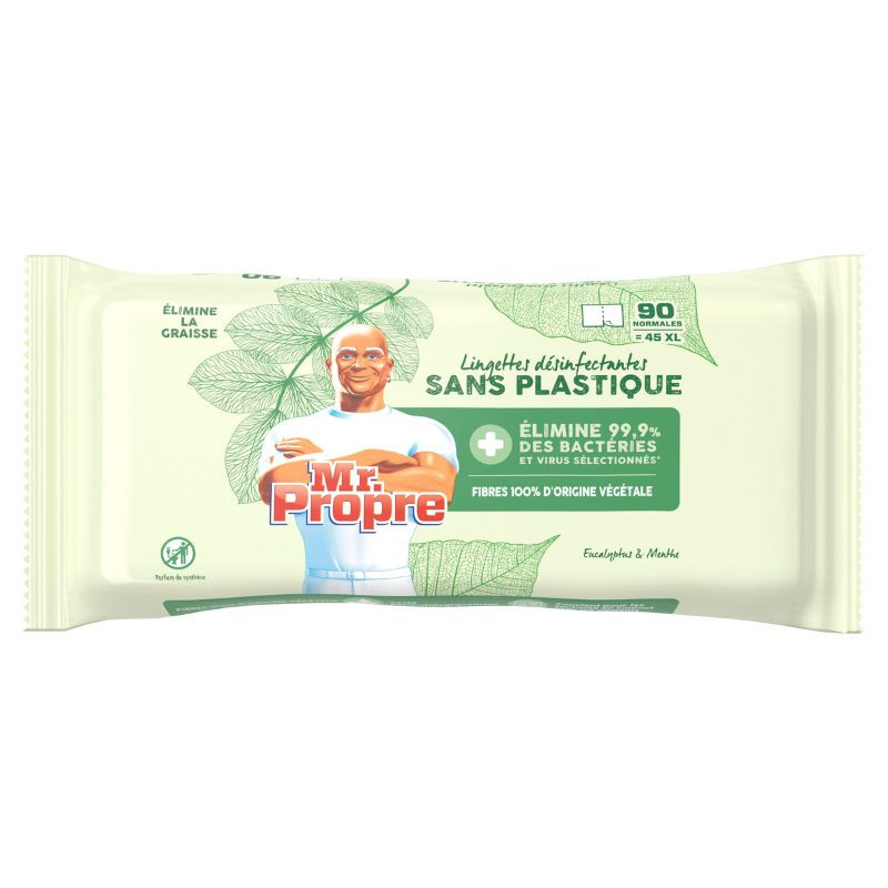 Salviette disinfettanti senza plastica all'eucalipto - 90 salviette - Mr. Propre Salviette disinfettanti senza plastica all'eucalipto - 90 salviette - Mr. Propre