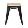 Sgabelli Bistro Bassi in Acciaio Nero con Seduta in Legno - Set di 4 - Bolero