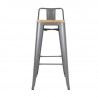 Sgabelli alti con schienale e seduta in legno - Grigio metallizzato - Set di 4 - Bolero