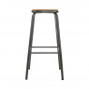 Sgabello alto grigio metallizzato con seduta in legno - Set da 4 - Bolero